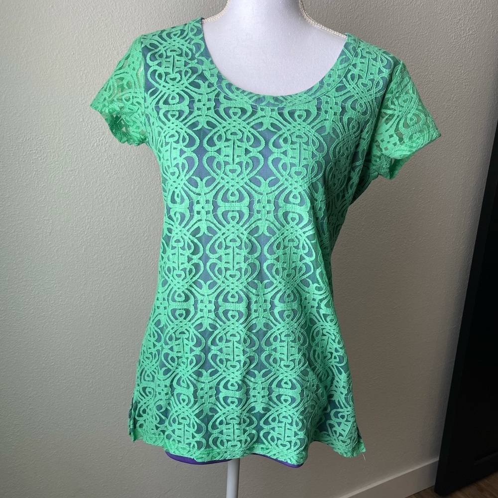 Isaac Mizrahi Lace layered shirt